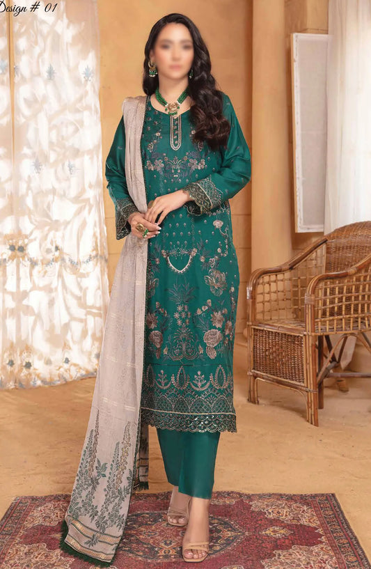 Jugnoo Premium Embroidered Lawn Collection 2024 - Design 01