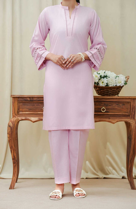 Maahe by Amna Khadija Solids Jacquard Stitched 2 Piece - D-01 - AM25M - Lilac - Casual Collection