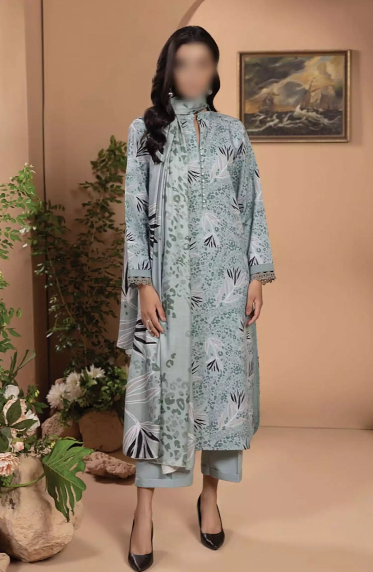 Zara By Hum Dum Printed Wool Shawl Collection - Design 01