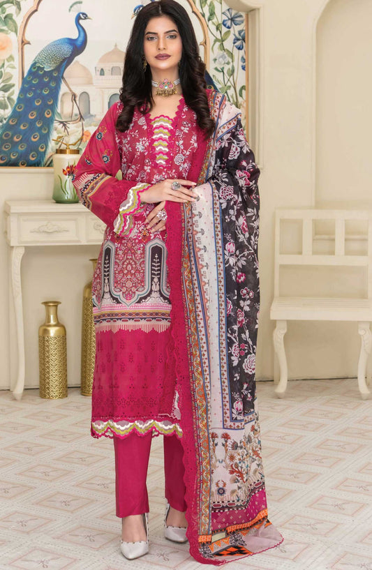 Mashaal by Riaz Arts Embroidered Lawn Unstitched 3 Piece - D-01 - RA25MEL - Hot Pink - Summer Collection