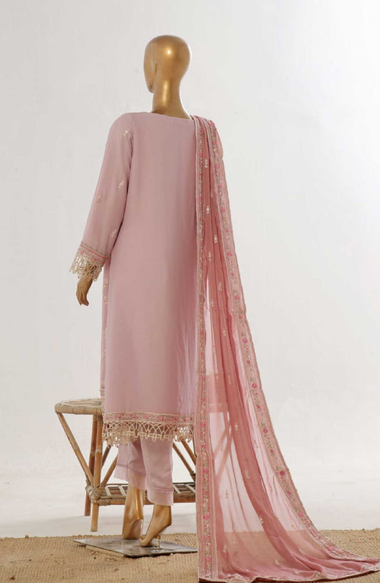 Bin Saeed Embroidered Chiffon Unstitched 3 Piece - D-01 - BS25EC - Light Pink - Festive Collection