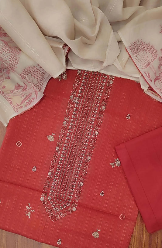 Printed Zari Lawn With Rangoli Fancy Dupatta Collection - Design 01