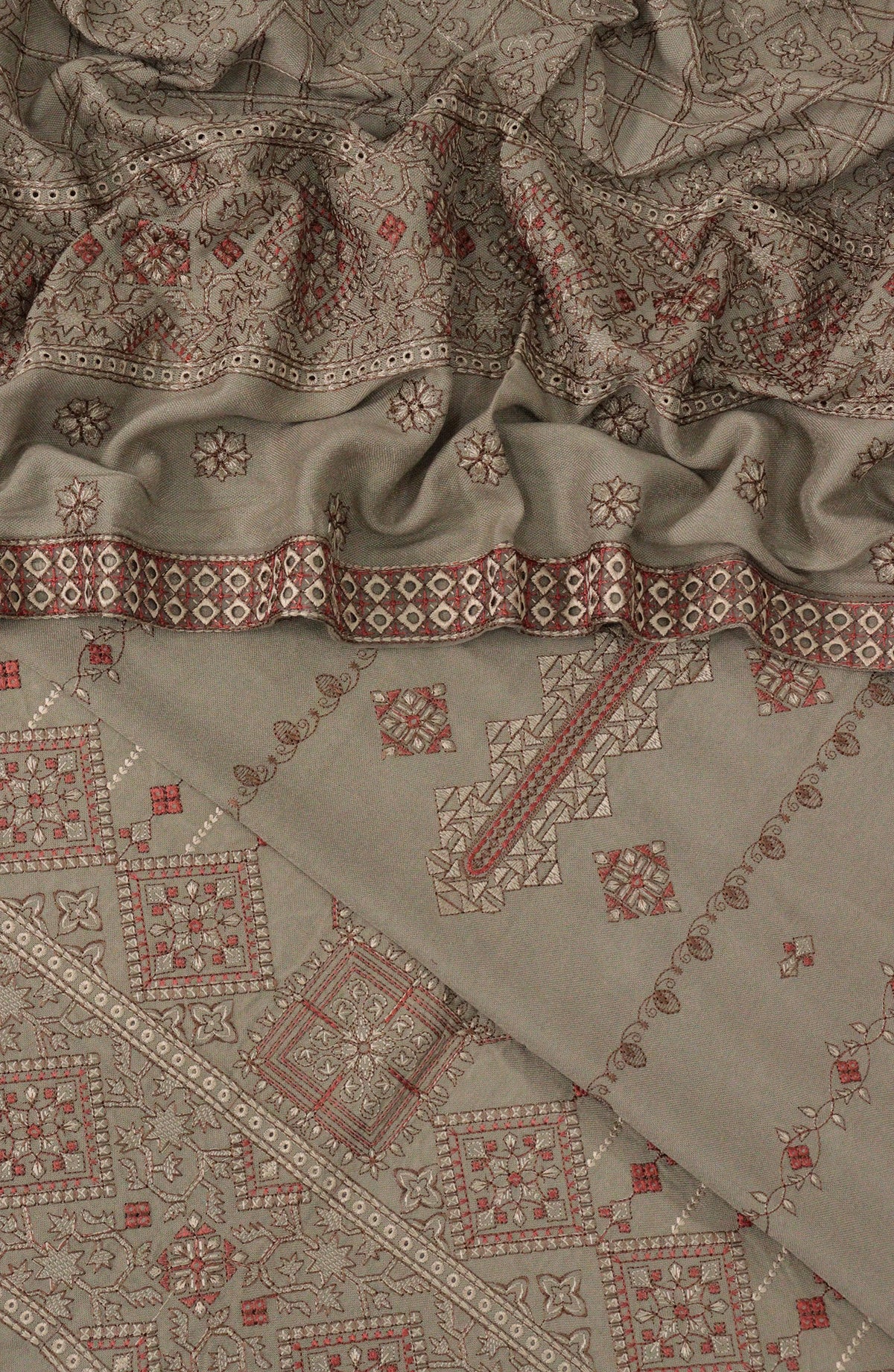 Kasa e Dil Unstitch Embroidered Leather Peach Collection - DESIGN-02