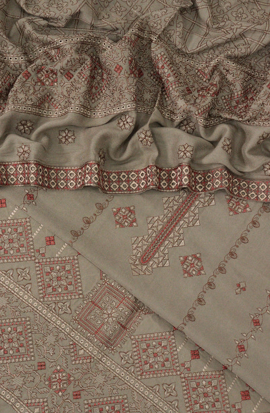 Kasa e Dil Unstitch Embroidered Leather Peach Collection - DESIGN-02