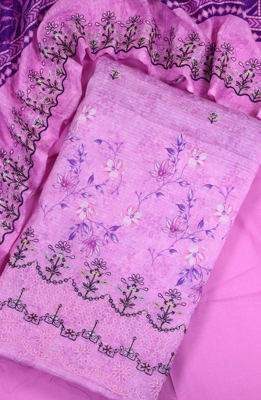 Bana Dora by Amna Khadija Embroidered Lawn Unstitched 3 Piece - D-02 - AM25BDV5 - Purple - Summer Collection