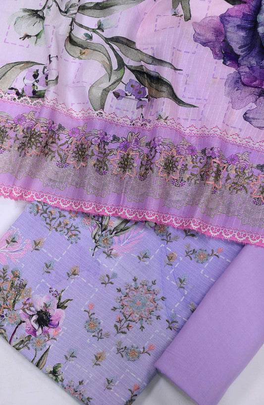 Bana Dora by Amna Khadija Embroidered Lawn Unstitched 3 Piece - D-02 - AM25BDV6 - Purple - Summer Collection