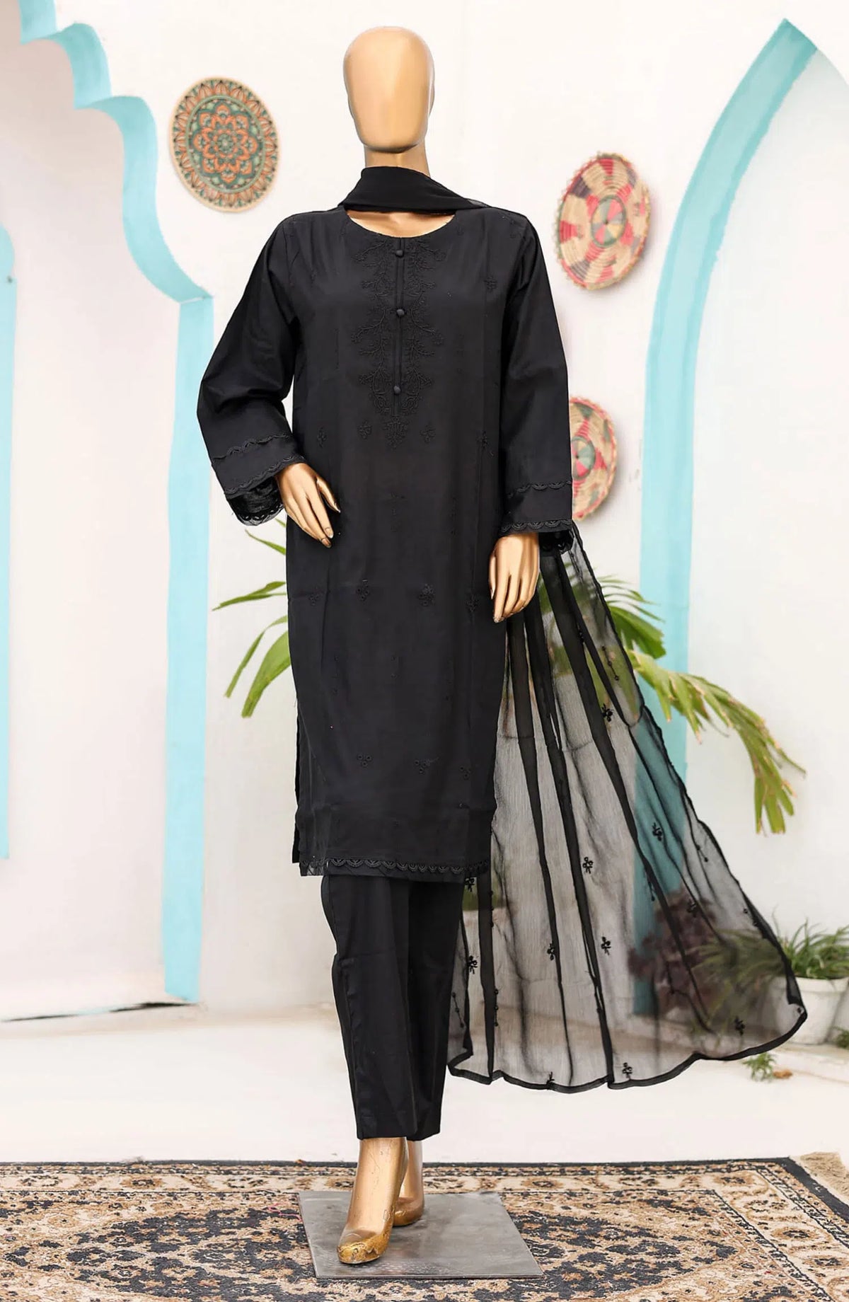 Monochrome Embroidered Lawn Collection by Naubahar - Design 02