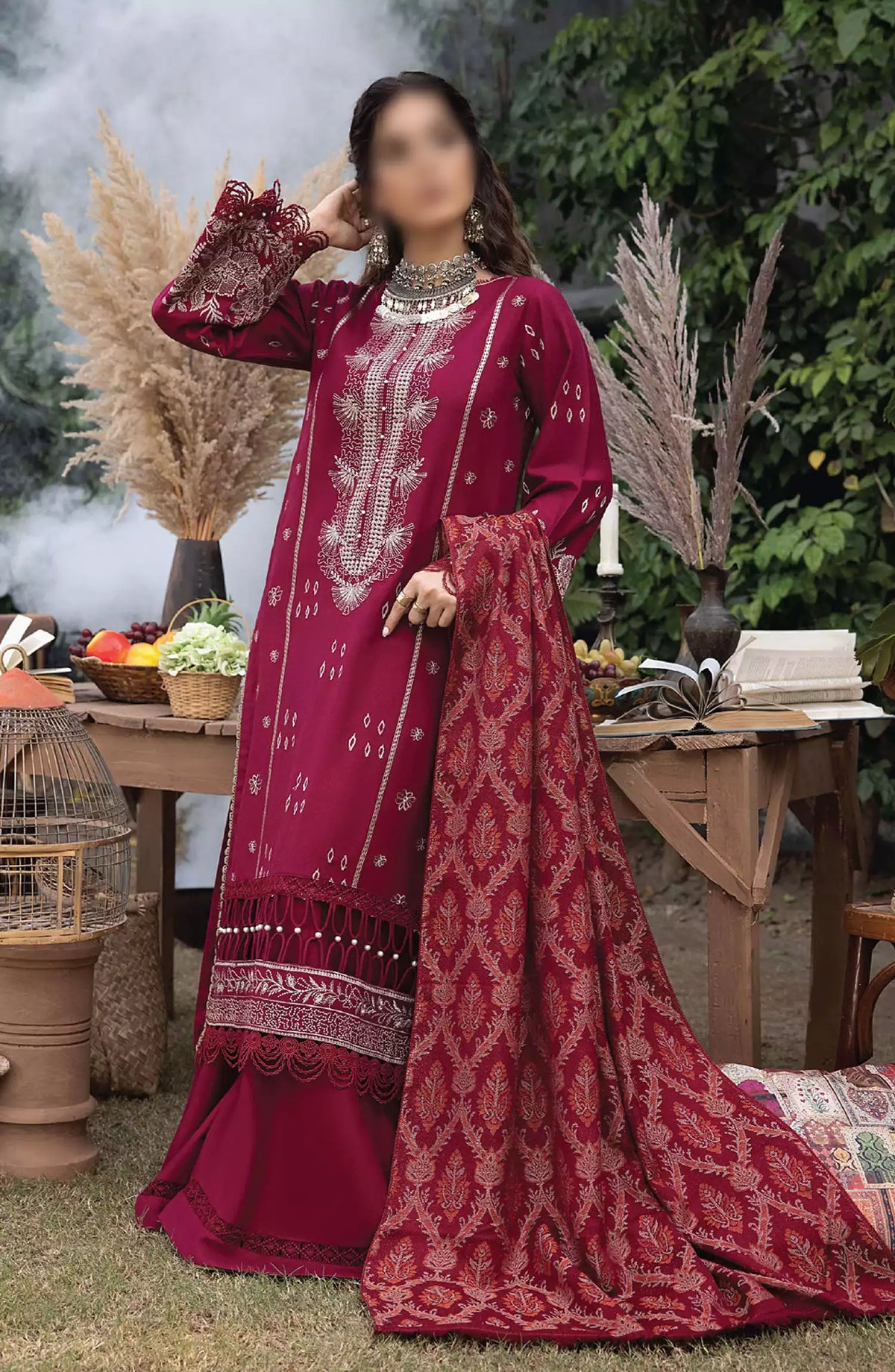 Denara Woolen Shawl and Embroidered Edition By Humdum - Design 02