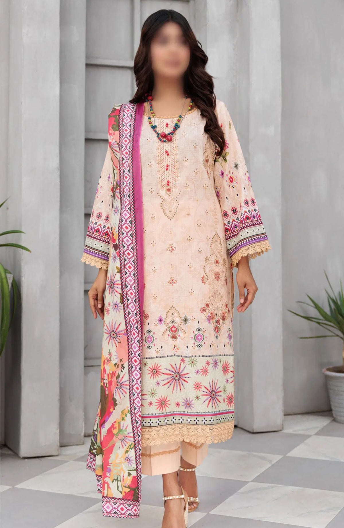 Jasmine Lawn Dora Digital Print Embroidered Collection 2024 - Design 02