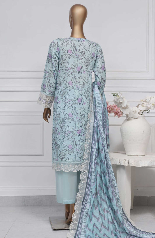 Amyrah by Sadabahar Embroidered Lawn Stitched 3 Piece Suit - D-02 - SD25AL - Light Blue - Summer Collection