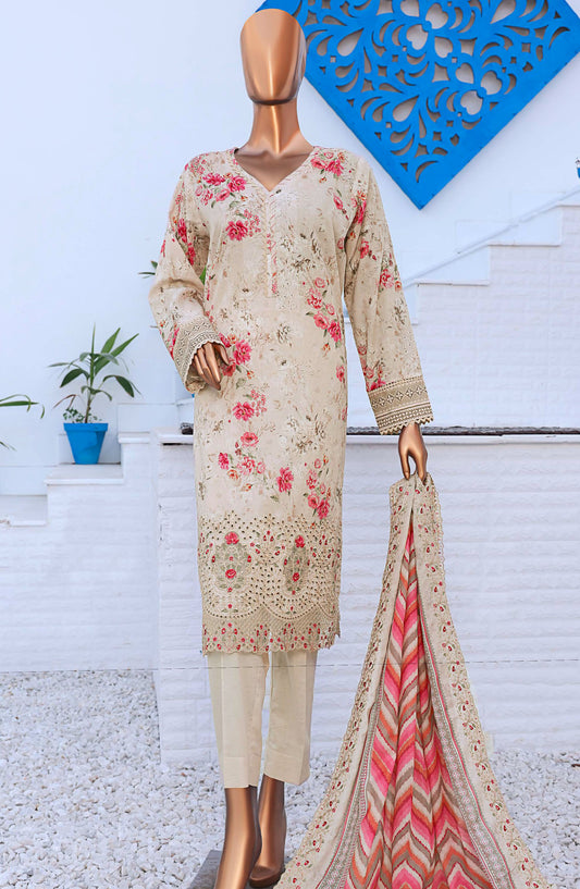 HZ Textile Embroidered Lawn Unstitched 3 Piece Suit - D-02 - HZ25PELV2 - Pink - Summer Collection