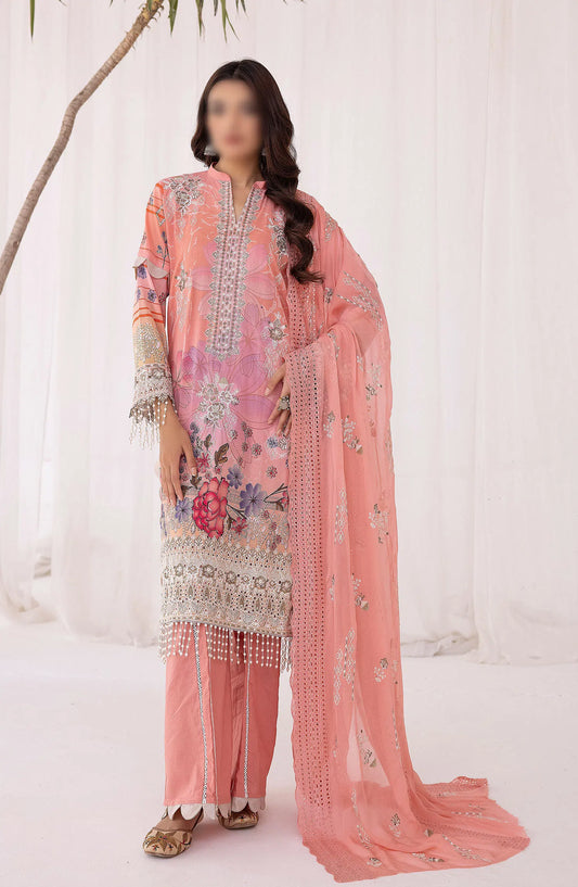 Bunai Digital Printed and Embroidered Swiss Voile Collection - Design 02