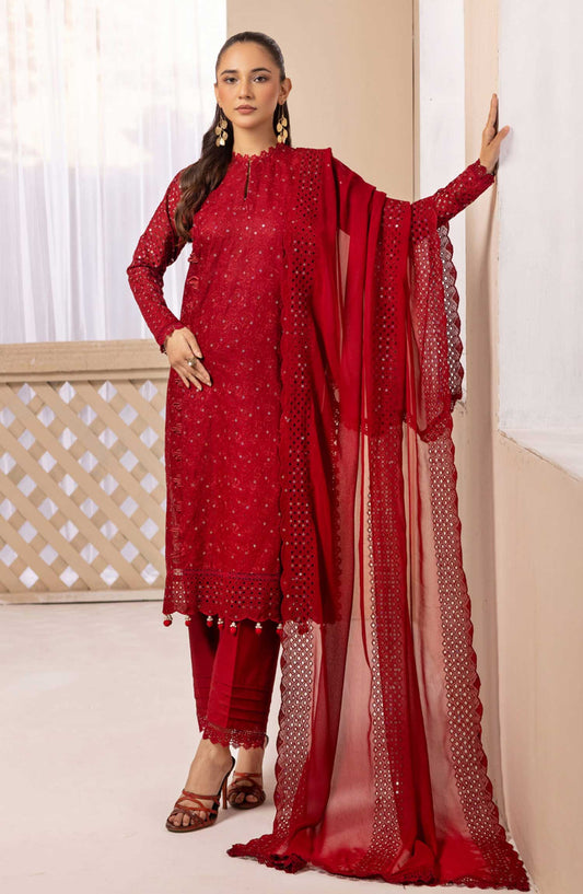 Mahees Madiha by Riaz Arts Embroidered Lawn Unstitched 3 Piece - D-02 - RA25MM - Red - Summer Collection