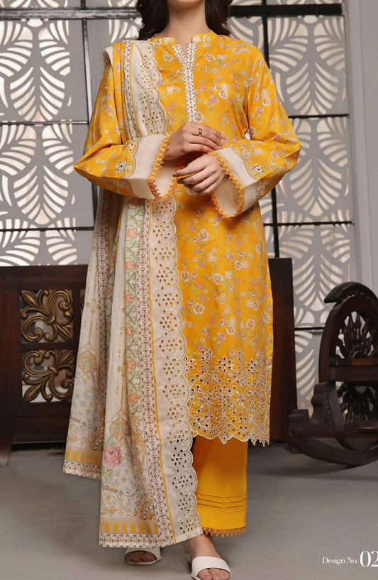Zynah Digital Chickenkari Lawn Collection VOl 01 By VS Textiles - Design 02