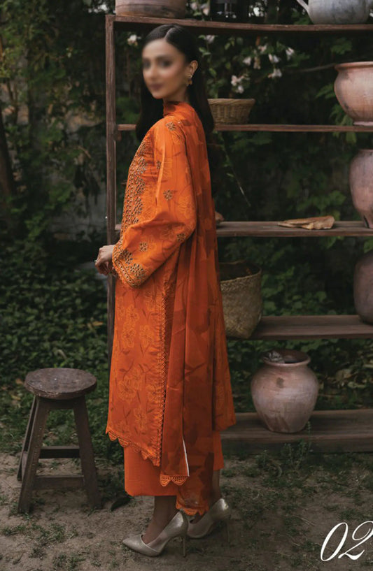 Gardenia Vol 02 Embroidered Print Lawn Collection By Humdum - Design 02