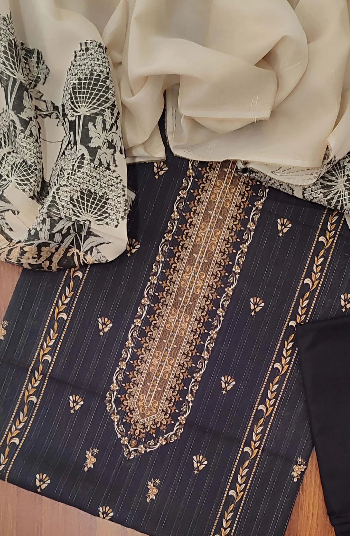 Printed Zari Lawn With Rangoli Fancy Dupatta Collection - Design 02