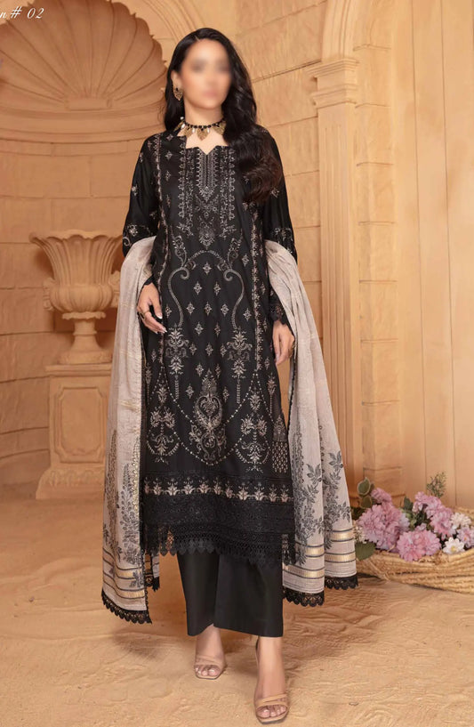 Jugnoo Premium Embroidered Lawn Collection 2024 - Design 02
