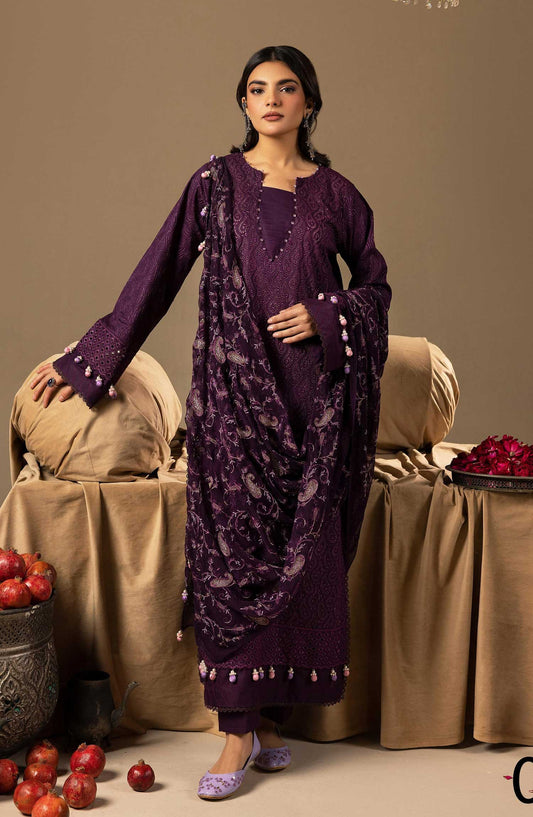 Mahees Dilkash by Riaz Arts Chikankari Lawn Unstitched 3 Piece - D-02 - RA25MD - Purple - Summer Collection