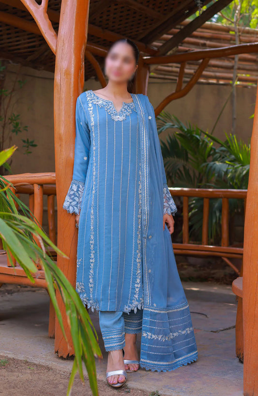 Guzel AQS Formal Festive Stitched 3 Pcs Chiffon Collection - Design 02
