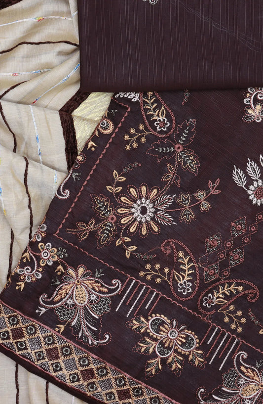Lavish Unstitched Luxury Embroidered Lawn With Fancy Dupatta Collection 2024 - Design 02