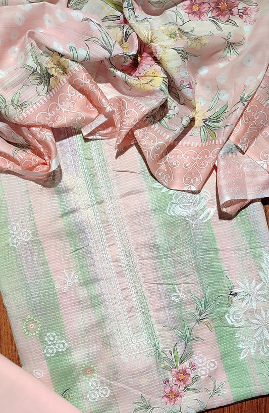 Dhagakari Unstitched Embroidered Lawn 3 Pcs Collection - Design-02