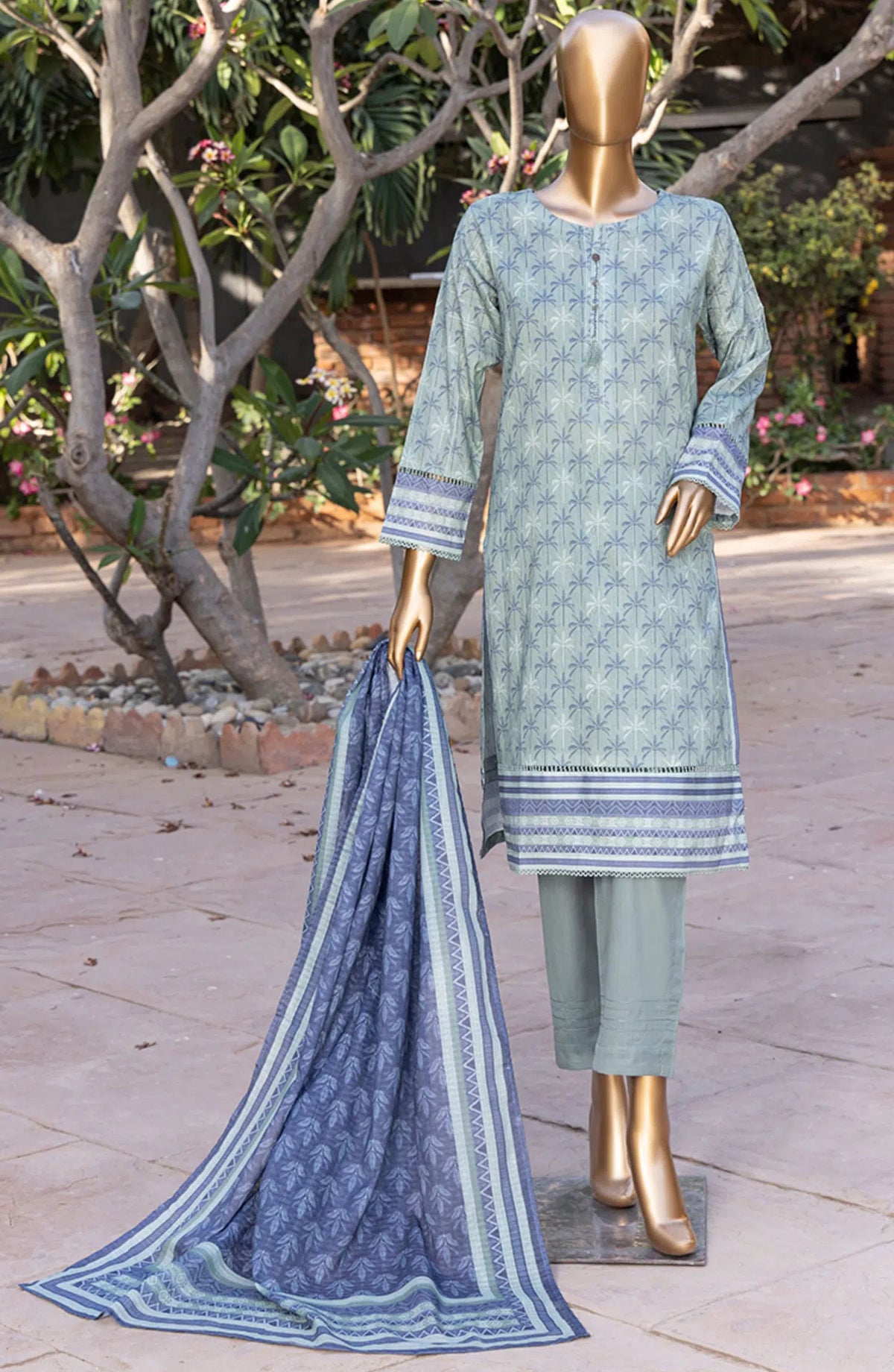 HZ RTW Prints Gardenia 3 Pcs Collection - DESIGN-02 GREEN