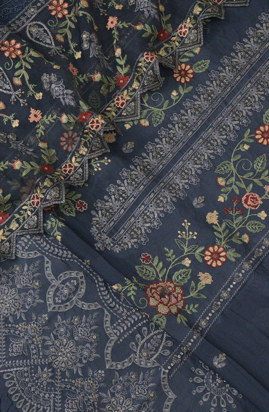 Exclusive Embroidery Unstitch Swiss Voil Collection - DESIGN-03
