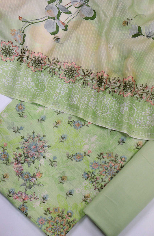 Bana Dora by Amna Khadija Embroidered Lawn Unstitched 3 Piece - D-03 - AM25BDV6 - Green - Summer Collection