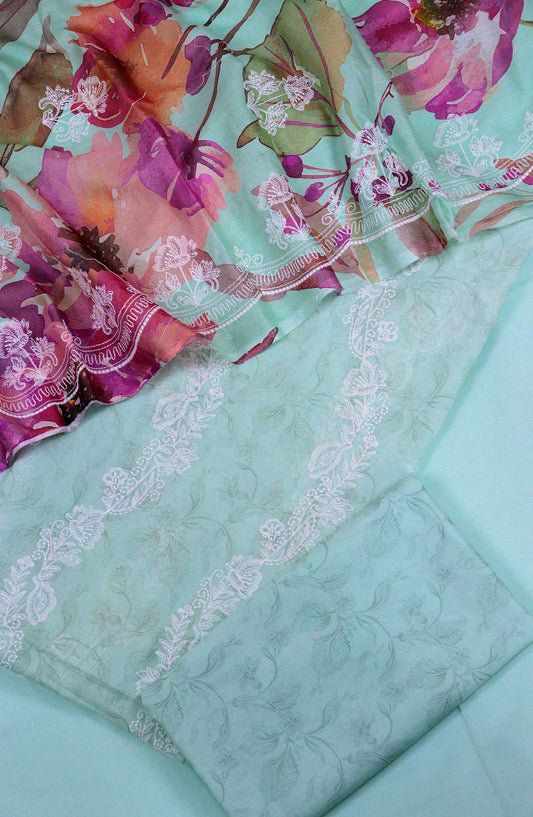 Amna Khadija Embroidered Lawn Unstitched 3 Piece - D-03 - AM25PEL - Light Blue - Summer Collection