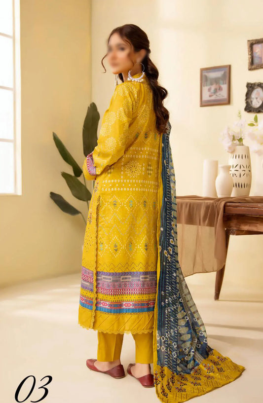 Mahees Ghazal Embroidered Lawn with Emb Voile Dupatta Collection - Design 03