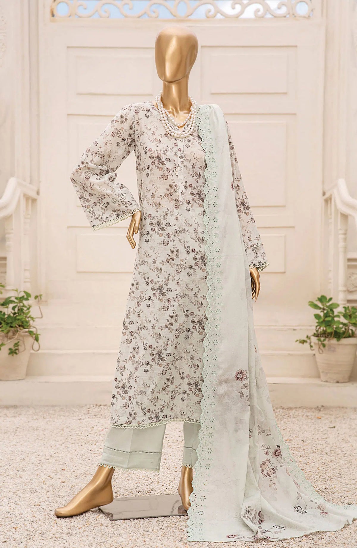Tarzz Printed Lawn Collection With Emb Voile Dupatta Vol.1 - Design 03