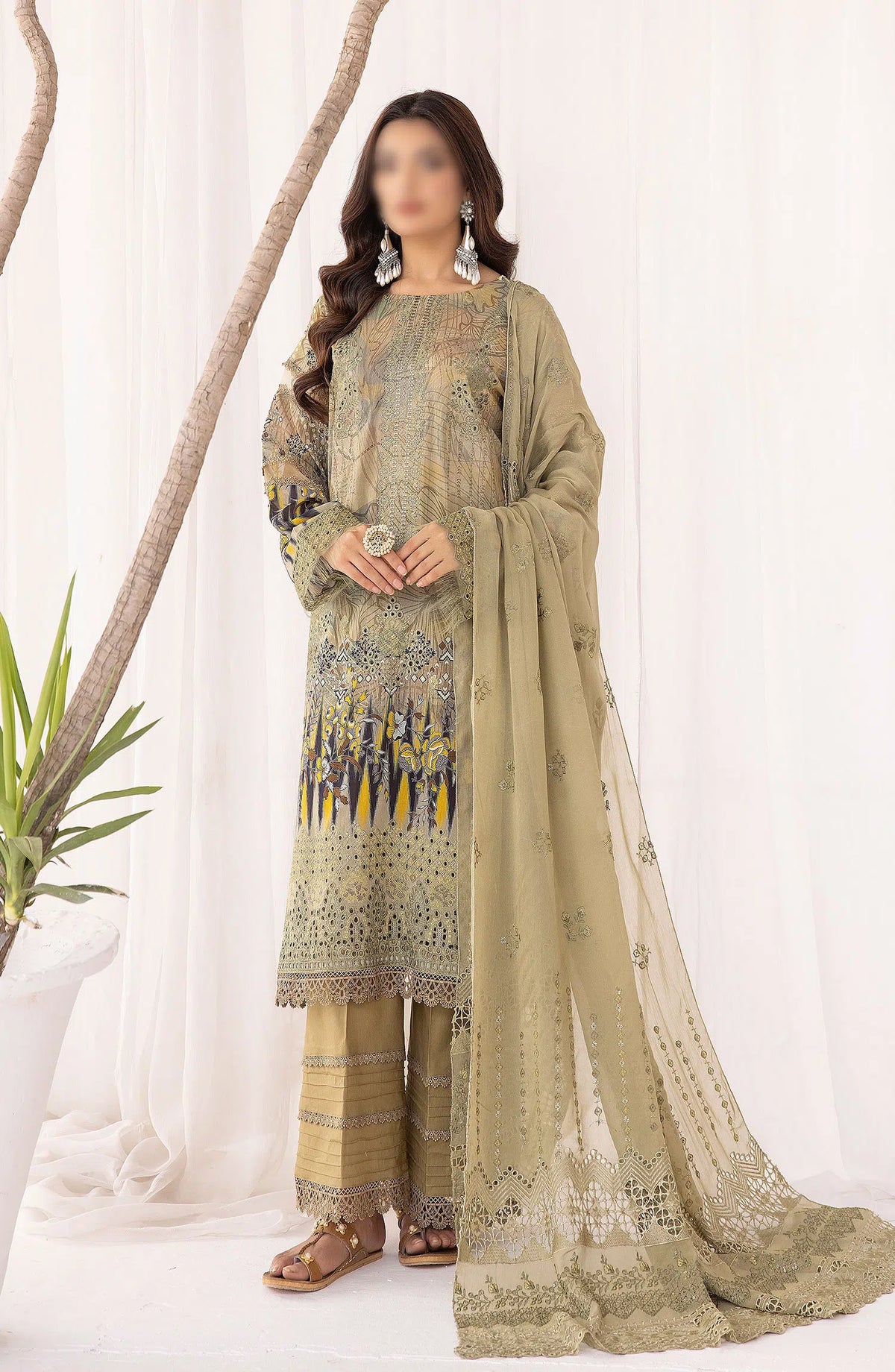Bunai Digital Printed and Embroidered Swiss Voile Collection - Design 03