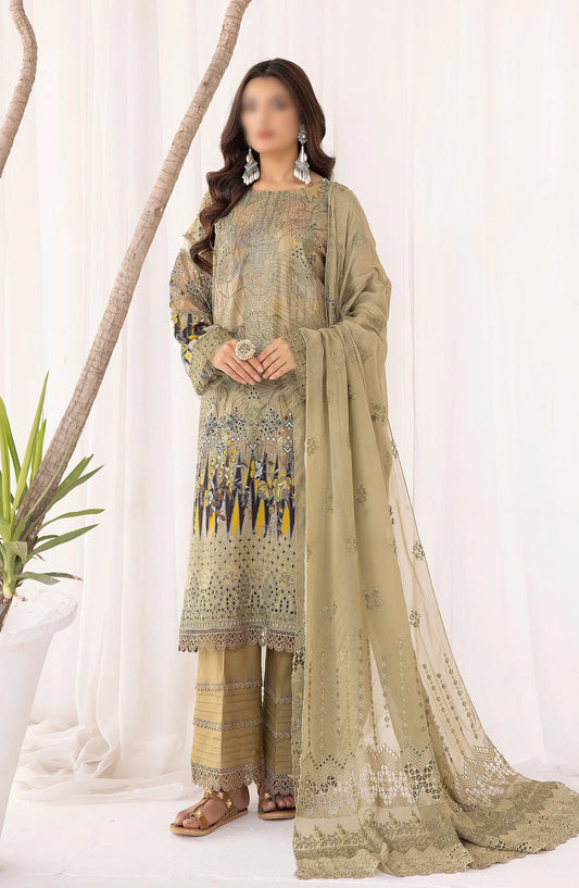 Bunai Digital Printed and Embroidered Swiss Voile Collection - Design 03