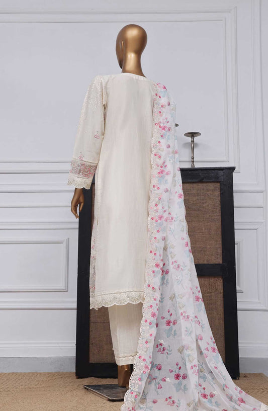 Sadabahar Embroidered Rod cotton Stitched 3 Piece - D-03 - SDB25LP - White - Festive Collection