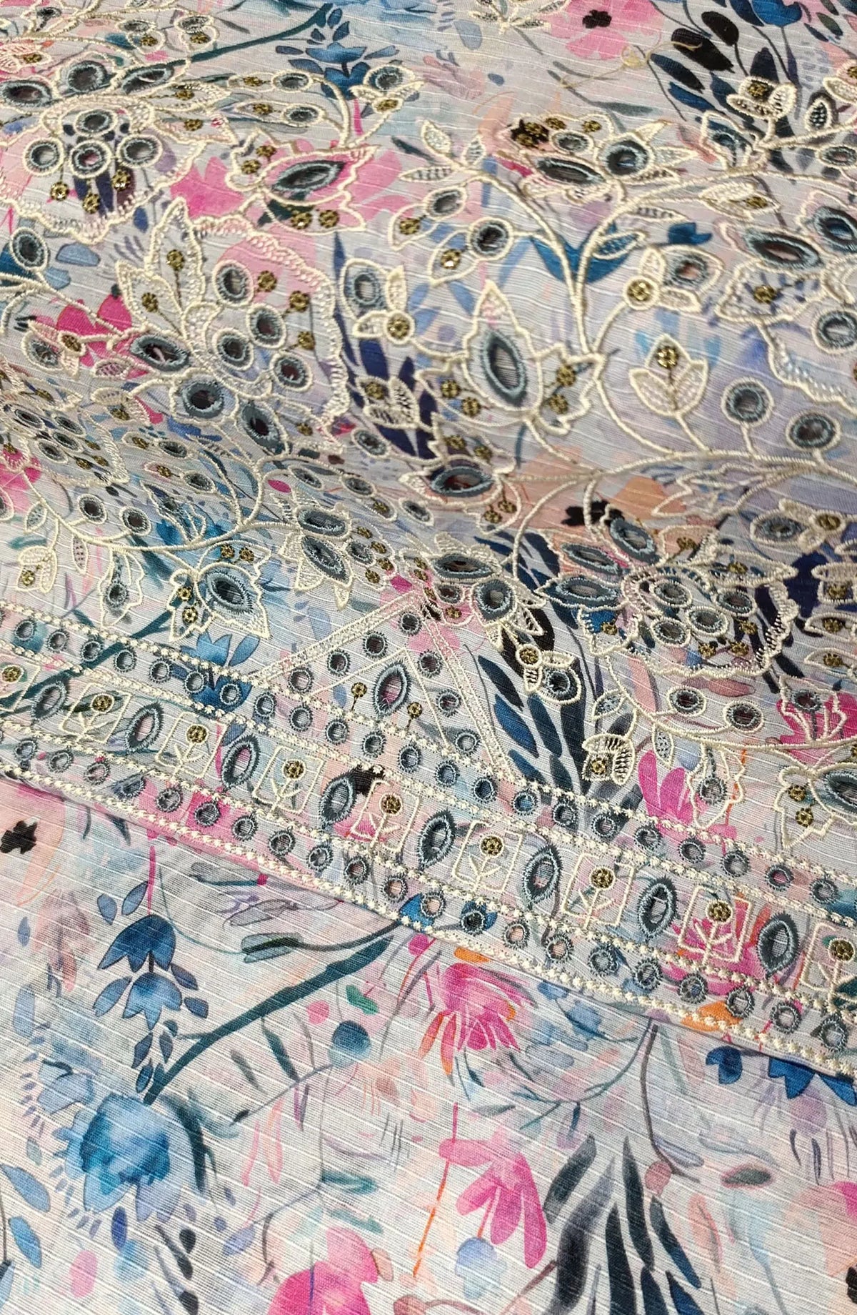 Chikankari Daman Embroidered Unstitched CO Ords By Amna Khadija - Design 03