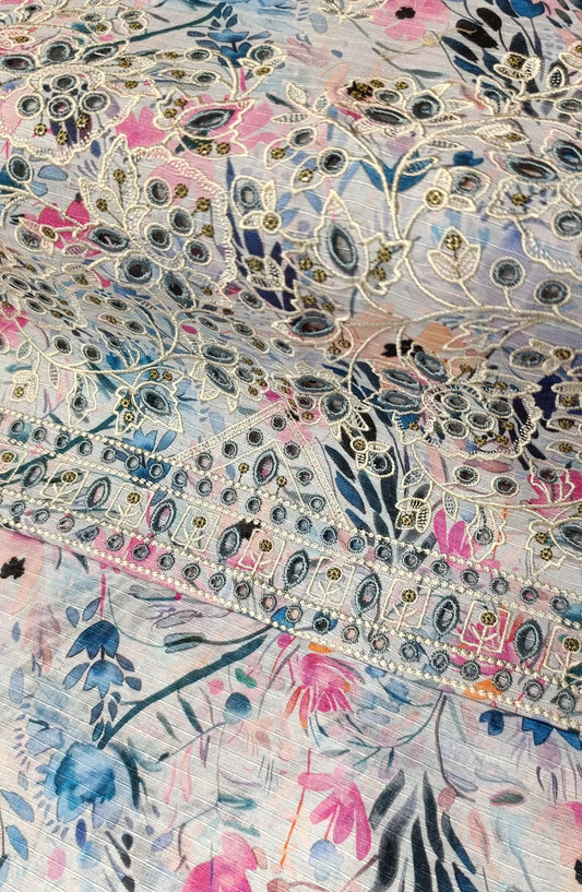 Chikankari Daman Embroidered Unstitched CO Ords By Amna Khadija - Design 03