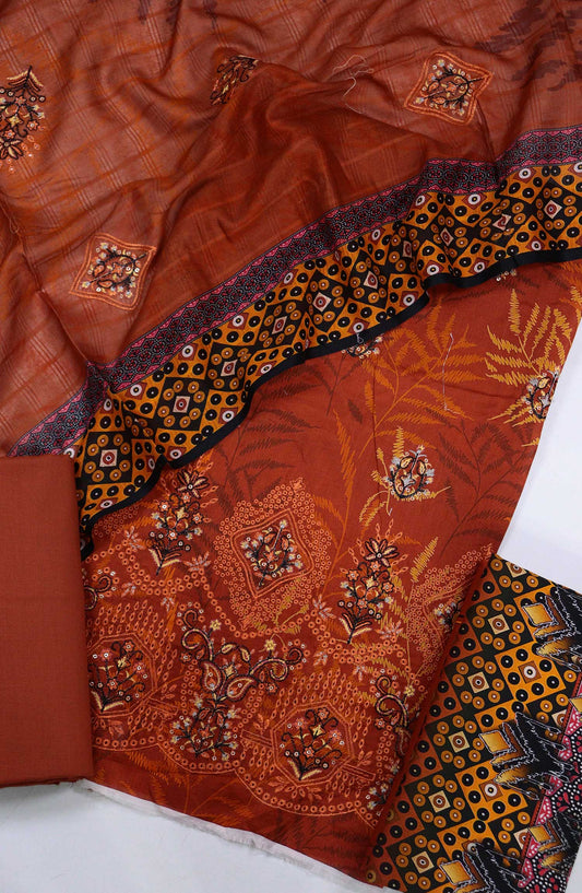Velora by Amna Khadija Embroidered Lawn Unstitched 3 Piece Suit - D-03 - AM25VEL - Red - Summer Collection