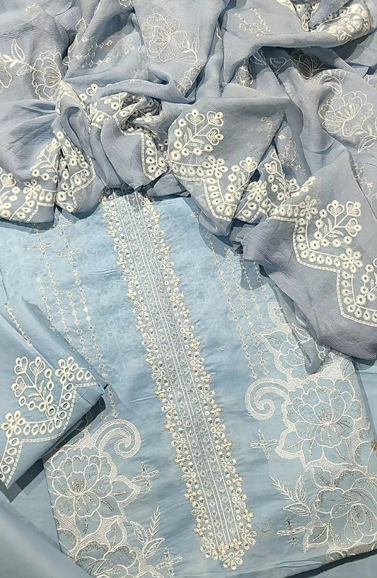 Exclusive Embroidered Lawn 3Pec Collection 2024 By Amna Khadija - Design 03