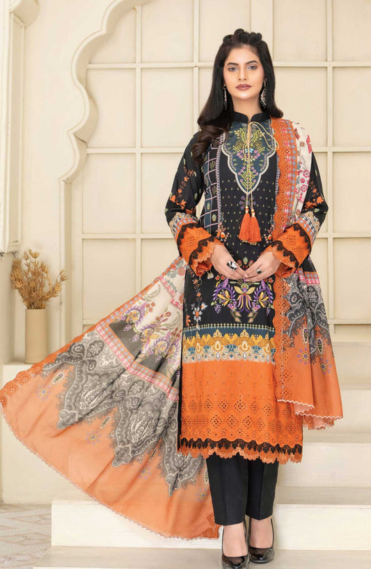 Mashaal by Riaz Arts Embroidered Lawn Unstitched 3 Piece - D-03 - RA25MEL - Black - Summer Collection