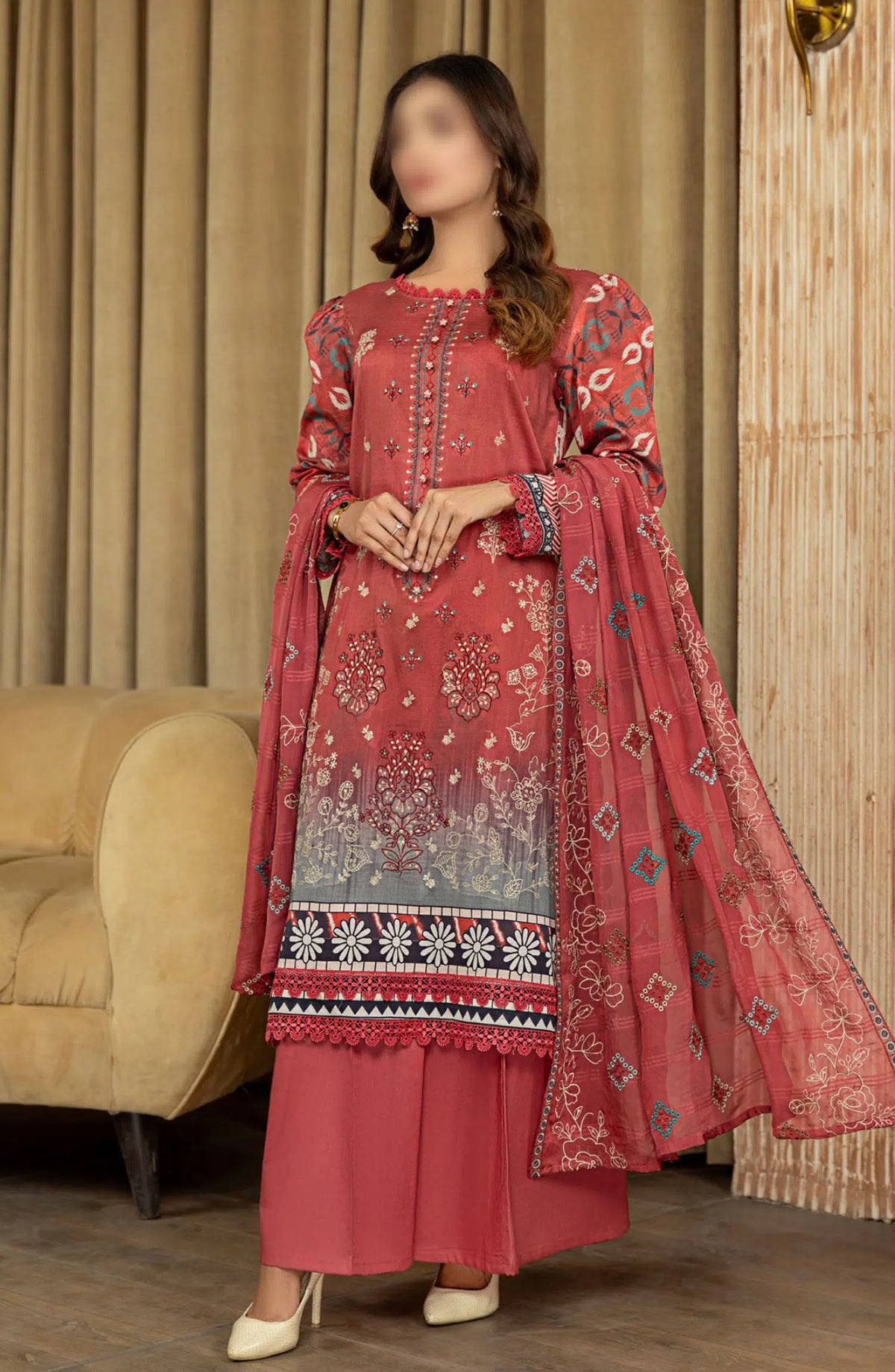 Khoobsurat Lawn Dora Digital Print Embroidered Collection 2024 Vol 02 - Design 03