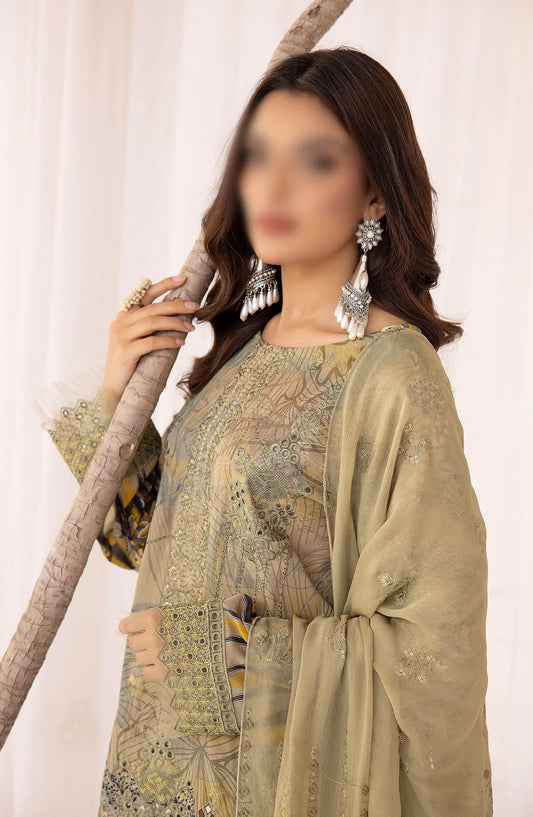 Bunai Digital Printed and Embroidered Swiss Voile Collection - Design 03