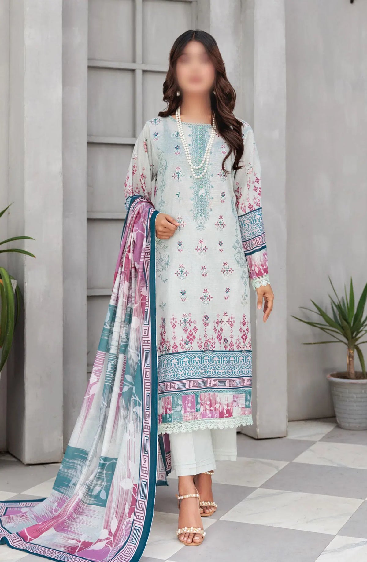 Jasmine Lawn Dora Digital Print Embroidered Collection 2024 - Design 03