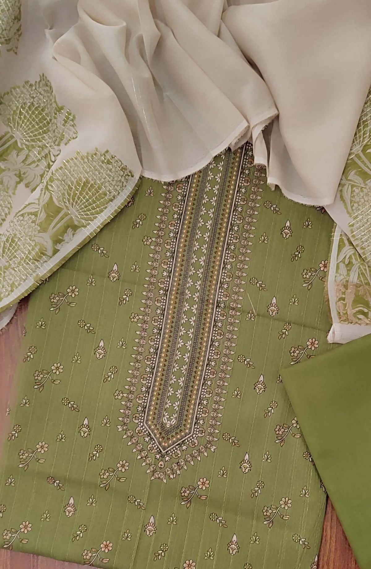 Printed Zari Lawn With Rangoli Fancy Dupatta Collection - Design 03