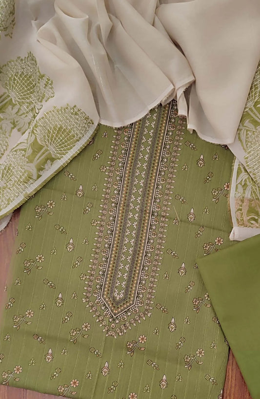 Printed Zari Lawn With Rangoli Fancy Dupatta Collection - Design 03