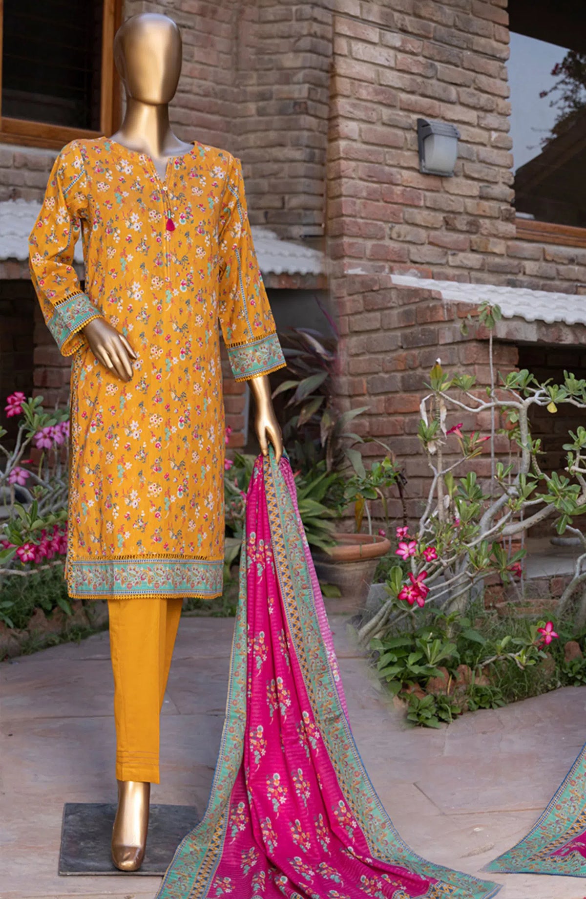 HZ RTW Prints Gardenia 3 Pcs Collection - DESIGN-03 MUSTARD
