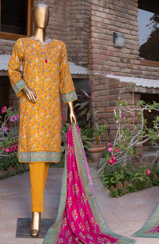HZ RTW Prints Gardenia 3 Pcs Collection - DESIGN-03 MUSTARD