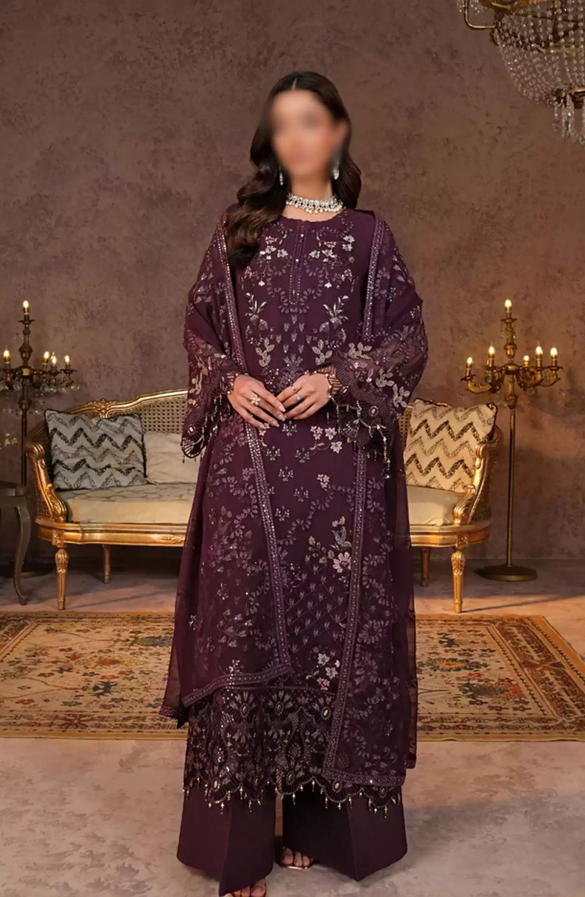 Lamisah Zebaish Luxury Chiffon Collection - Design -03 Sangria
