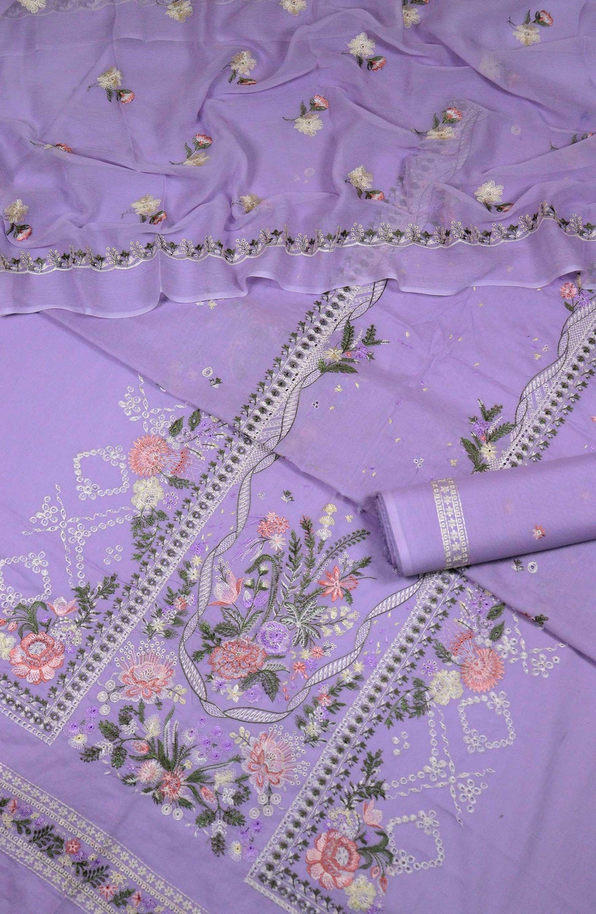 Aura by Amna Khadija Embroidered Lawn Unstitched 3 Piece Suit - D-04 - AM25AEL - Purple - Summer Collection