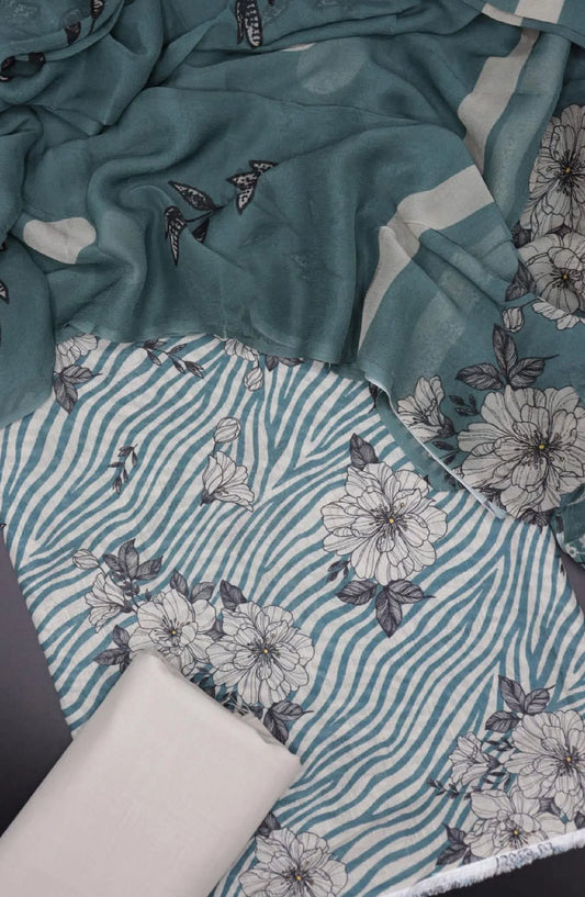 Floral Prints Unstitched Digital Printed Lawn Collection 2024 by Amna Khadija - Design 04
