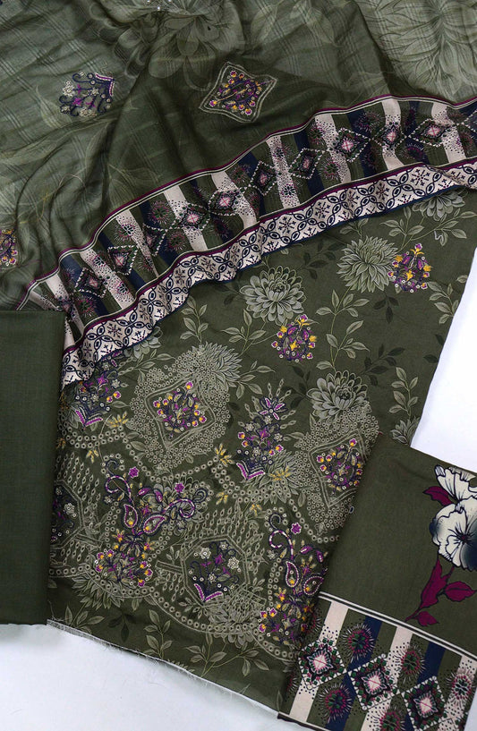 Velora by Amna Khadija Embroidered Lawn Unstitched 3 Piece Suit - D-04 - AM25VEL - Green - Summer Collection